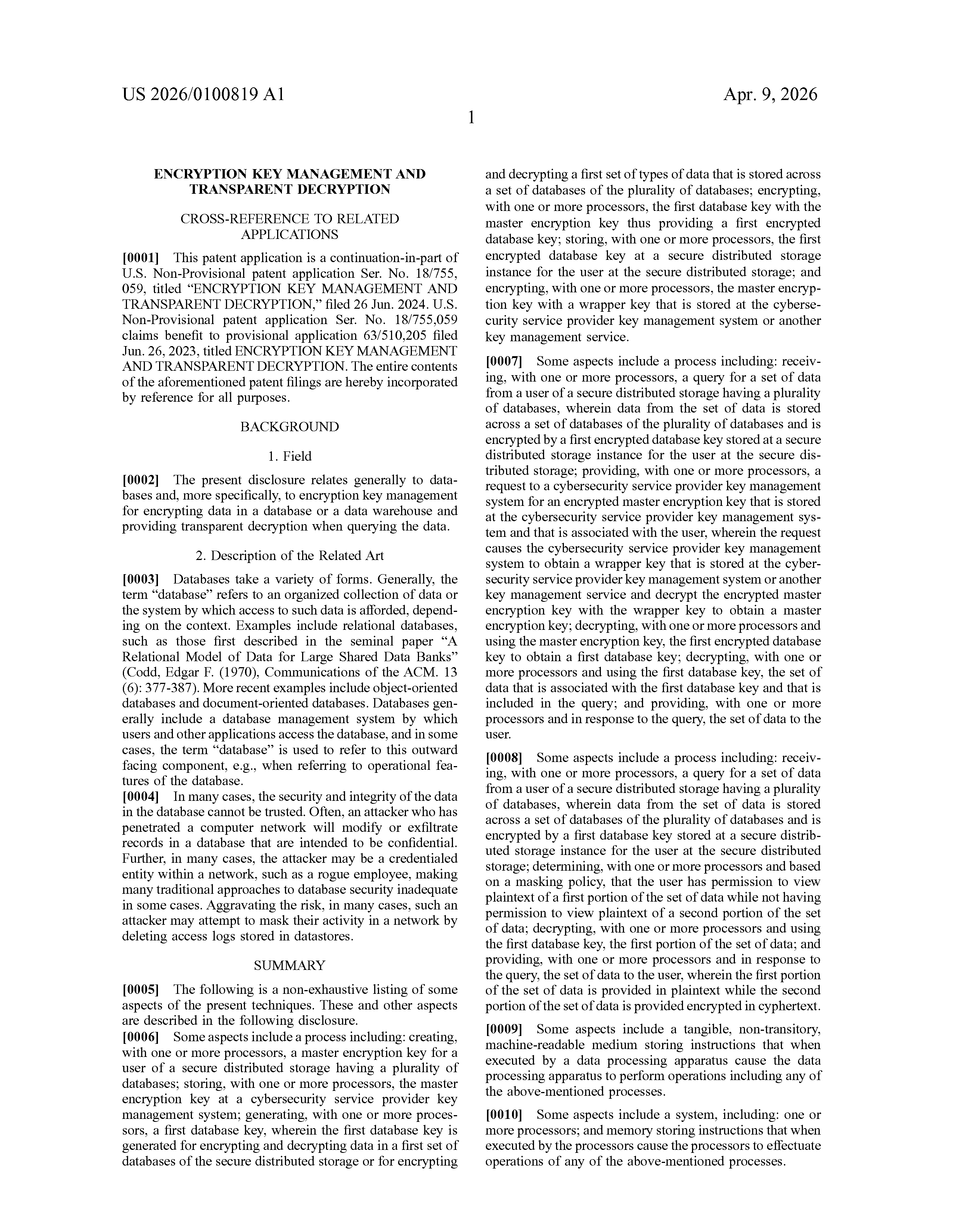 US Patent Application Publication US 2026/0100819 A1 page 14