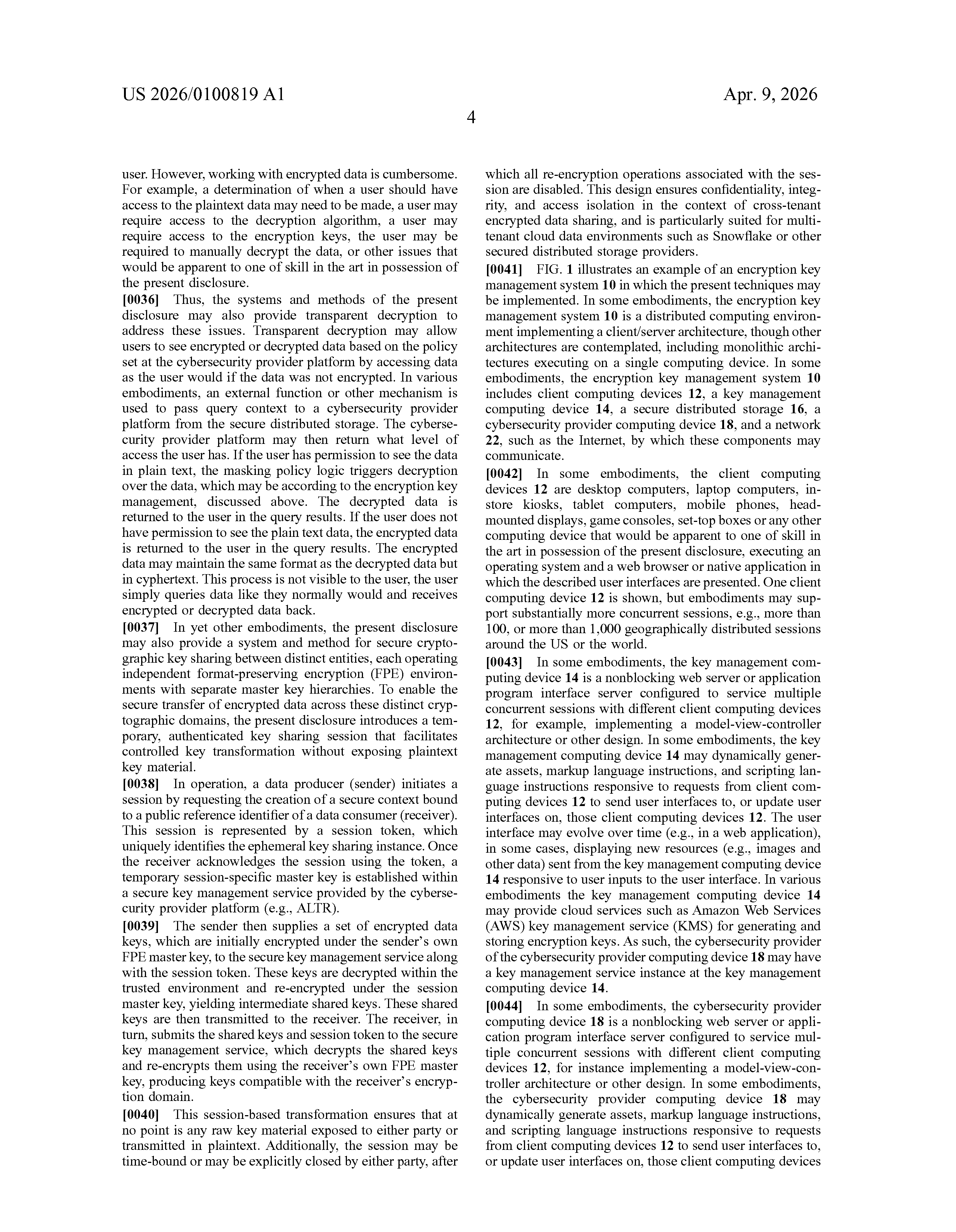 US Patent Application Publication US 2026/0100819 A1 page 17